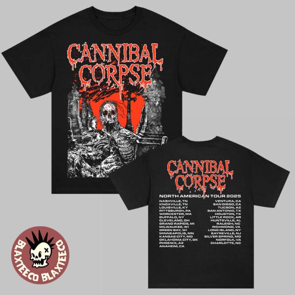 Cannibal Corpse North American Tour 2025 Merch Graveside 2025 Tour T-Shirt