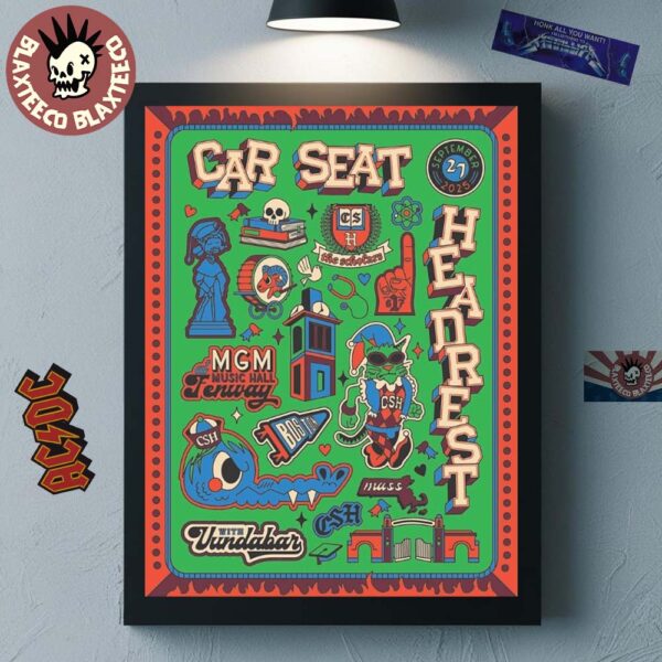 Car Seat Headrest Boston 2025 Exclusive Poster At MGM Music Hall On September 27 2025 Home Decor Poster Canvas