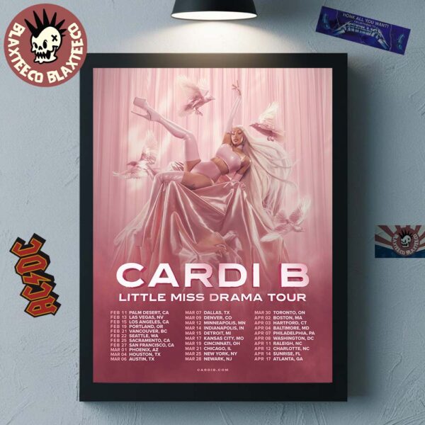 Cardi B Little Miss Drama Tour 2026 North America Schedule Dates Home Decor Poster Canvas