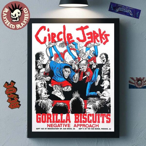 Circle Jerks X Gorilla Biscuits San Diego California And Phoenix Arizona 2025 Event Poster At Observatory NP And The Van Buren On September 4 5 6 2025 Poster Canvas
