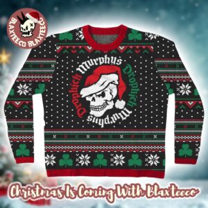 Dropkick Murphys Skull With Santa Hat Snowflakes Pattern Christmas Ugly Sweater