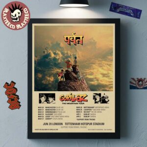 Gorillaz The Mountain Tour UK And Ireland Arenas 2026 Schedule Dates Home Decor Poster Canvas