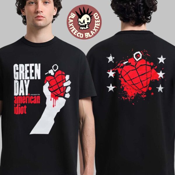 Green Day Riot Fest 2025 Merch Presents American Idiot Grenade Heart Two Sided T-Shirt