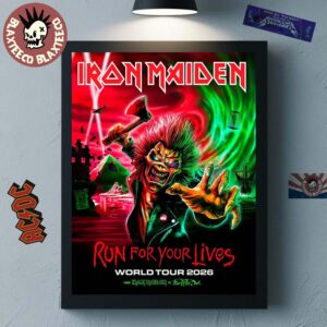 Iron Maiden Run For Your Lives World Tour 2026 Eddie With An Axe Official Art Home Decor Poster Canvas