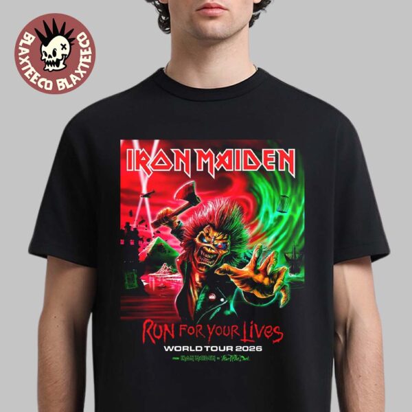 Iron Maiden Run For Your Lives World Tour 2026 Eddie With An Axe Official Art Unisex T-Shirt