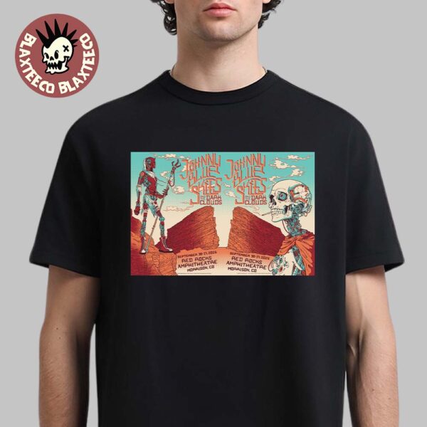 Johnny Blue Skies Red Rocks Amphitheatre 2025 Gig Poster In Morrison Colorado On September 16-17 2025 Skeletons Cyber Punk Style Art T-Shirt