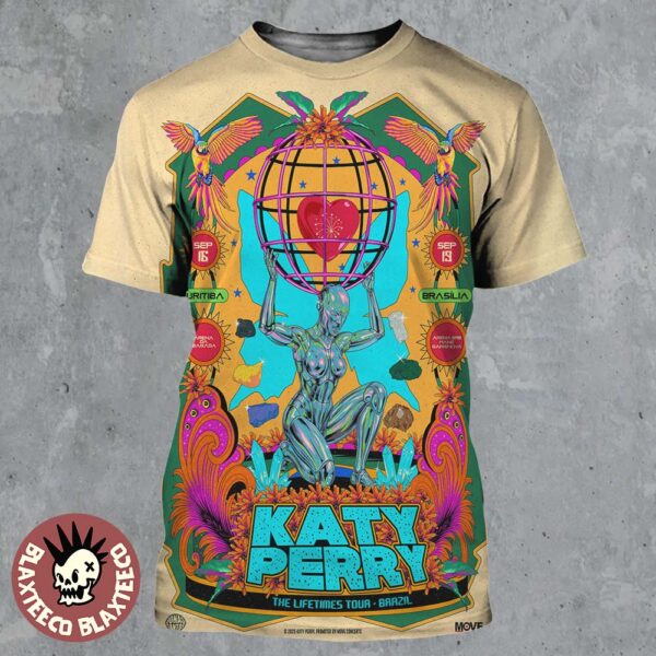 Katy Perry The Lifetimes Tour Brazil 2025 Venue Poster In Curitiba On September 16 And Brasilia On September 19 2025 All Over Print Shirt