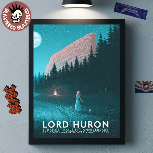 Lord Huron Strange Trails 10th Anniversary Morrison Colorado 2025 Night 2 Event Poster At Red Rocks Amphitheatre On May 29 2025 Poster Canvas