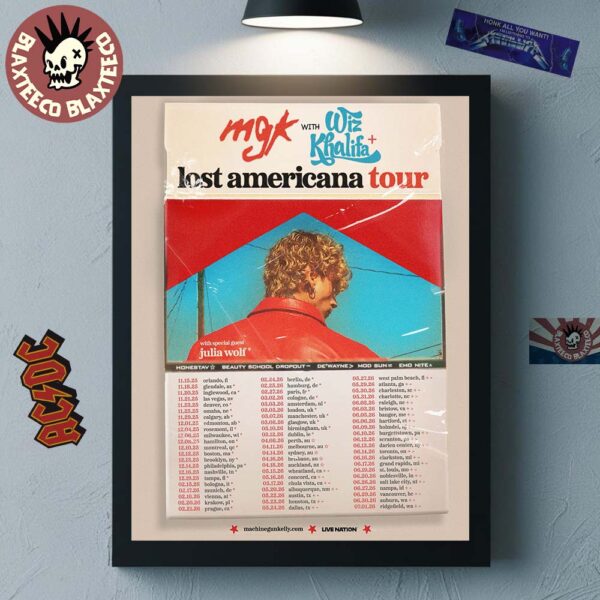 Machine Gun Kelly The Lost Americana World Tour 2026 Schedule Dates Poster Canvas For Home Decor