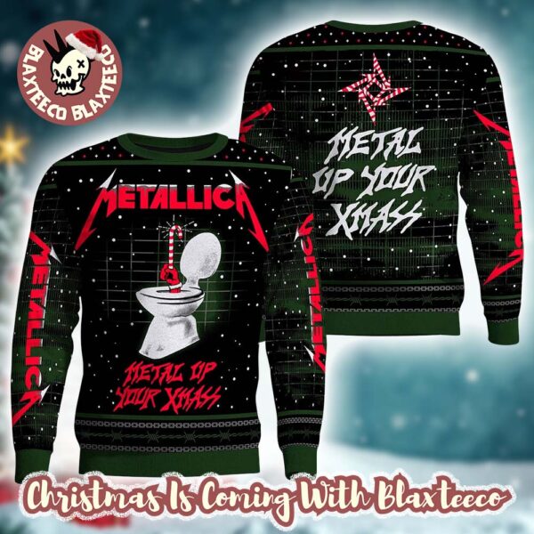 Metallica Metal Up Your Xmass Funny Toilet Candy Crane Ugly Christmas Sweater Holiday Gift