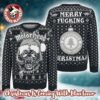 Sabaton Big Logo Black And Grey Camo Pattern Knitted Ugly Christmas Sweater