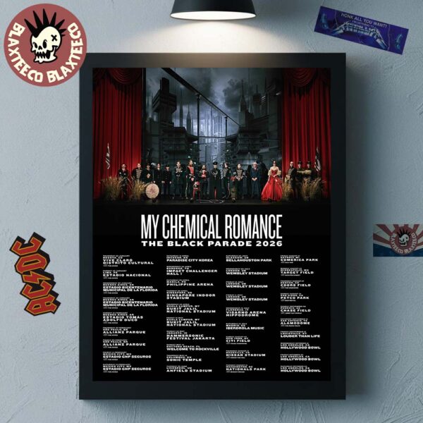 My Chemical Romance The Black Parade 2026 Tour Cities Dates Poster Canvas For Home Decor