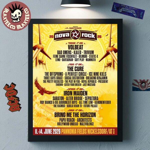 Nova Rock 2026 Pannonia Fields Nickelsdorf Austria Full Lineup On Jun 11-14 2026 Home Decor Poster Canvas