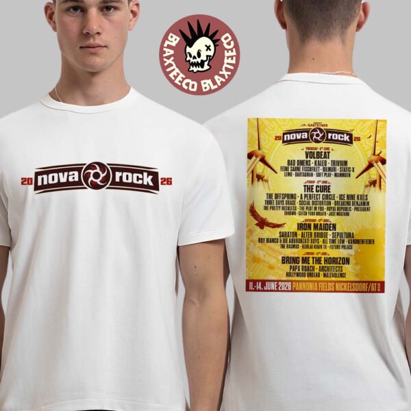 Nova Rock 2026 Pannonia Fields Nickelsdorf Austria Full Lineup On Jun 11-14 2026 Two Sided T-Shirt
