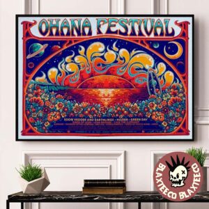 Ohana Festival 2025 Official Poster In Dana Point California With Full Lineup Landscape Poster Canvas For Home Decor