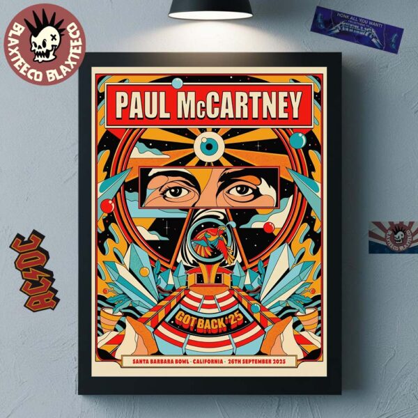 Paul McCartney Got Back 25 Tour Santa Barbara Bowl California Gig Poster On September 26 2025 Home Decor Poster Canvas