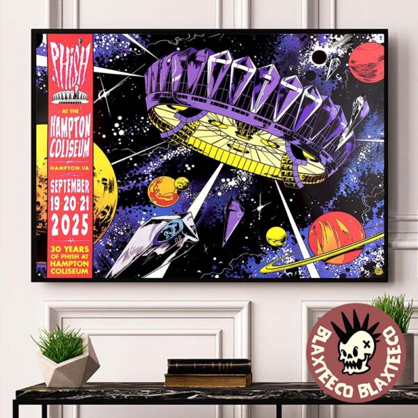 Phish Hampton Virginia 2025 Run Shows Poster At Hampton Coliseum On September 20 21 2025 30 Years Of Phish At Hampton Coliseum Landscape Poster Canvas