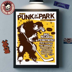 Punk In The Park Worcester Massachusetts 2025 Poster On September 27 Blades the Bruin Art Home Decor Poster Canvas