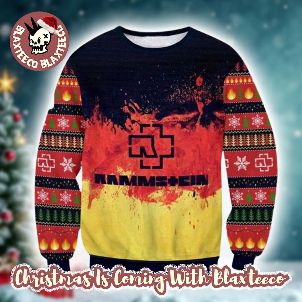 Rammstein Band Tie Die Effect Germany Flag Color Ugly Christmas Sweater