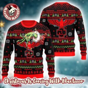 Rammstein Logo Grinch Stole The Logo Funny Knitted Ugly Christmas Sweater