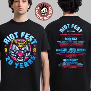 Riot Fest 2025 20 Years Anniversary Tiger Lineup Two Sided T-Shirt