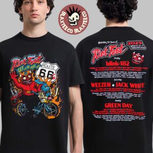 Riot Fest 2025 Celebrating 20 Years Get In The Pit On Route 66 Lineup Two Sided T-Shirt