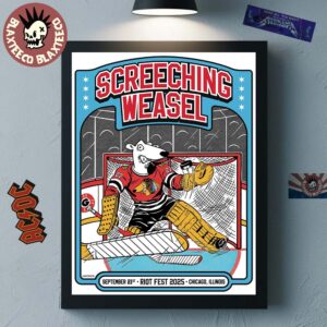 Screeching Weasel Riot Fest 2025 Exclusive Poster In Chicago Illinois On September 21 2025 Chicago Blackhawks Hockey Team Style Art Home Decor Poster Canvas