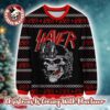 Slayer Band Members Big Bubble Head Funny With Snowflakes Pattern Ugly Christmas Sweater
