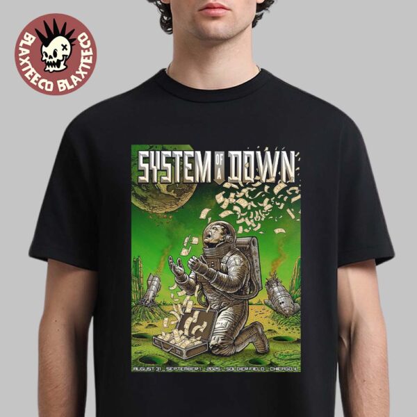 System Of A Down Chicago IL 2025 Night 2 Venue Poster Soylent Green Edition At Soldier Field On September 1 2025 Classic T-Shirt