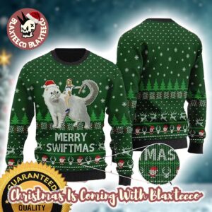 Taylor Swift Ride A Cat With Santa Hat Olivia Benson Merry Swiftmas In Green Ugly Christmas Sweater