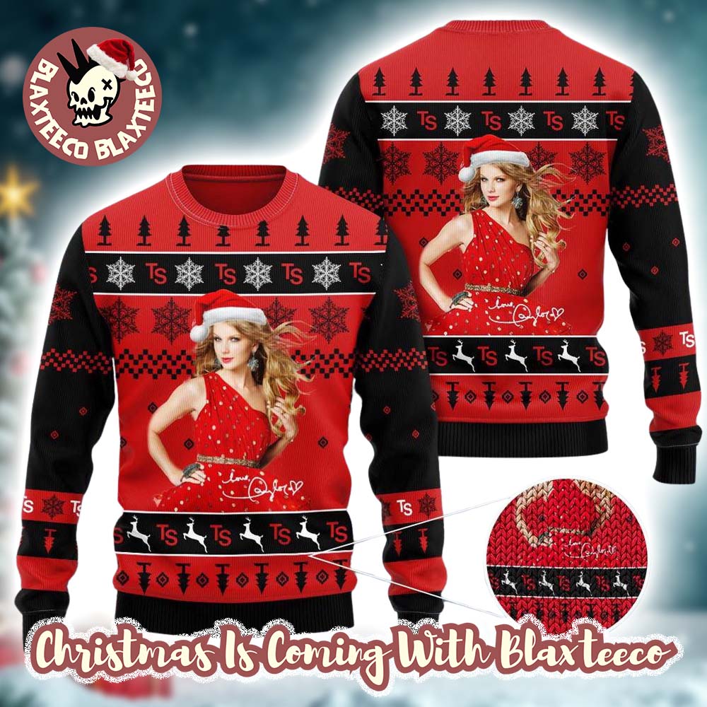 Taylor Swift Santa Love Only Love Holiday Red Dress Gift For Fans Ugly Christmas Sweater