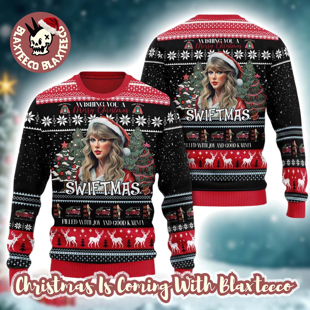 Taylor Swift Santa Merry Christmas Swiftmas Knitted Ugly Sweater Gift For Fans 2025