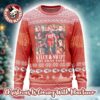 Taylor Swift With Santa Hat Signature Snowflakes Pattern Black And Maroon Ugly Christmas Sweater