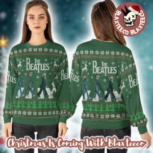 The Beatles Abbey Road Vintage Green Knitted Ugly Christmas Sweater