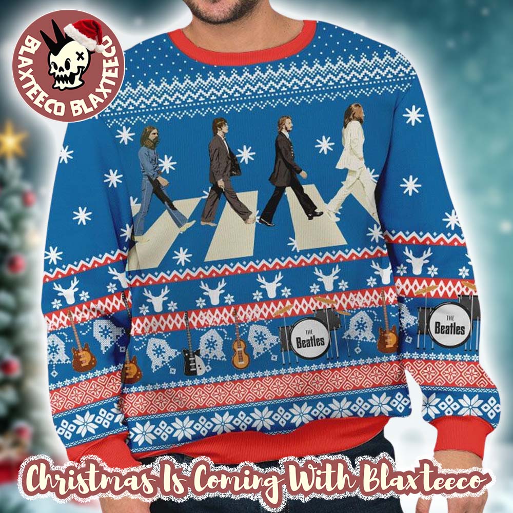 The Beatles Abbey Road Xmas Gifts For Fan 2025 Holiday Ugly Christmas Sweater