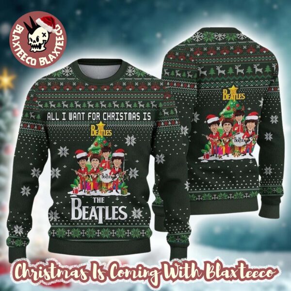 The Beatles All I Want For Xmas Is The Beatles Under The Christmas Tree 2025 Holiday Gift Christmas Ugly Sweater