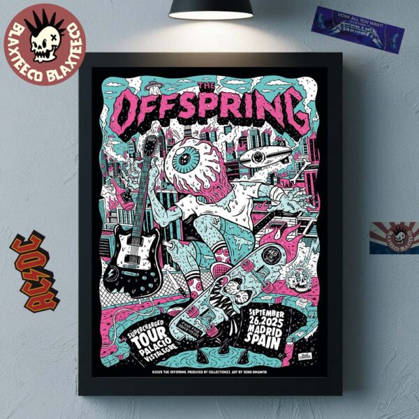 The Offspring Supercharged Tour Madrid Spain 2025 Venue Poster At Palacio Vistalegre On September 26 2025 Home Decor Poster Canvas