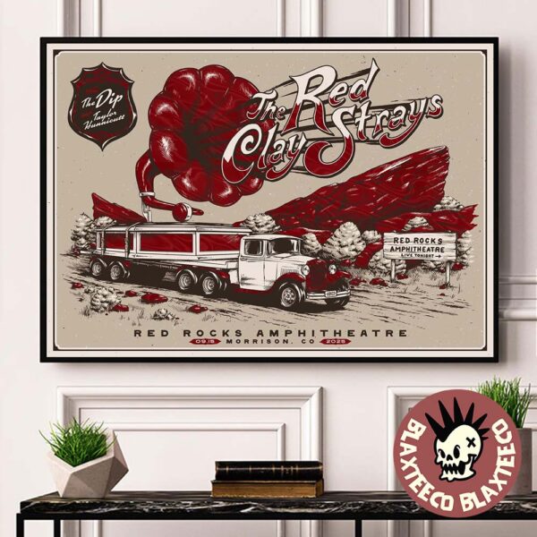 The Red Clay Strays Red Rocks Amphitheatre 2025 Night 2 Venue Poster In Morrison Colorado On September 15 2025 3Diamond Poster Canvas