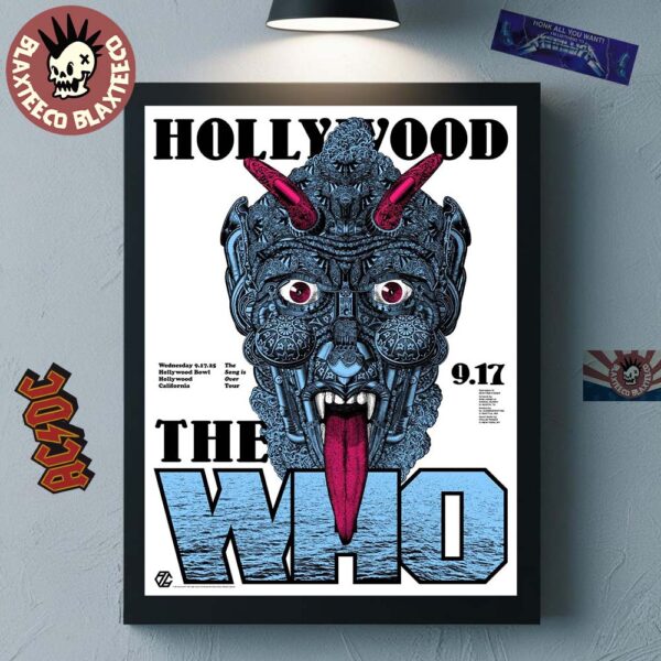 The Who Hollywood California 2025 Night 1 Venue Poster For Show At Hollywood Bowl On September 17 2025 Home Decor Poster Canvas