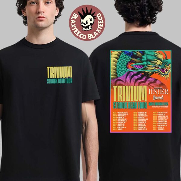 Trivium Struck Dead Tour North American 2025 Cities Date Two Sided T-Shirt