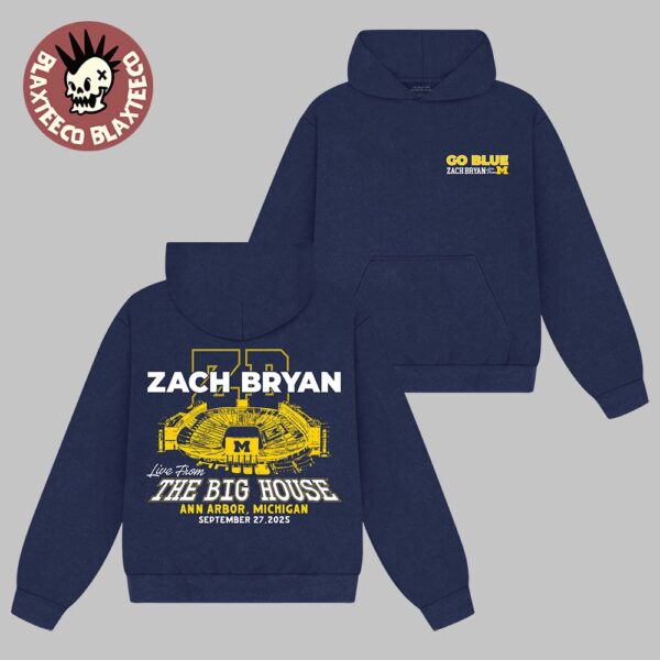 Zach Bryan x Michigan Wolverines Live From The Big House Ann Arbor Michigan On September 27 2025 Go Blue Navy Hoodie