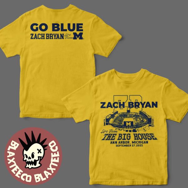 Zach Bryan x Michigan Wolverines Live From The Big House Ann Arbor Michigan On September 27 2025 Go Blue Yellow Golden T-Shirt