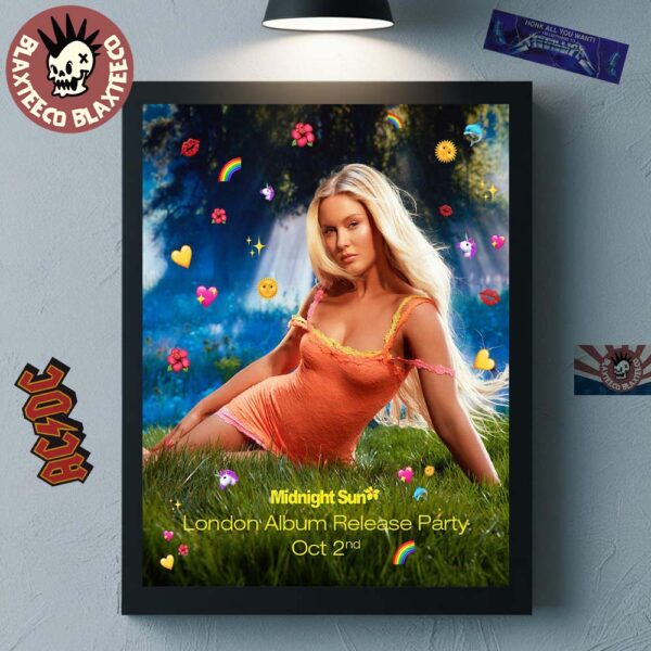 Zara Larsson Midnight Sun London Album Release Party On October 2 2025 Poster Canvas For Home Decor