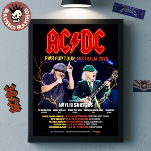 ACDC PWR Up Tour Australia 2025 City Dates With Special Guests Lineup Angus Young And Brian Johnson Poster Canvas