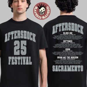 Aftershock Festival 2025 Sacramento California Athletics With Lineup Back Two Sided T-Shirt
