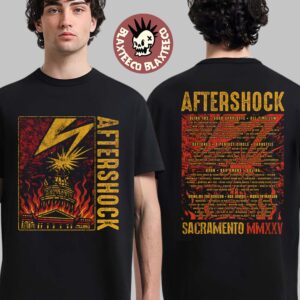Aftershock Festival 2025 Sacramento California Lightning Strike With Lineup Back Two Sided T-Shirt