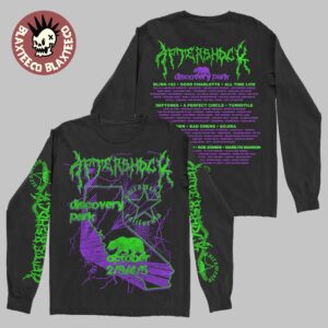 Aftershock Festival 2025 Sacramento California Merch On October 2-3-4-5 2025 Shocking Green Long Sleeve Black Tee