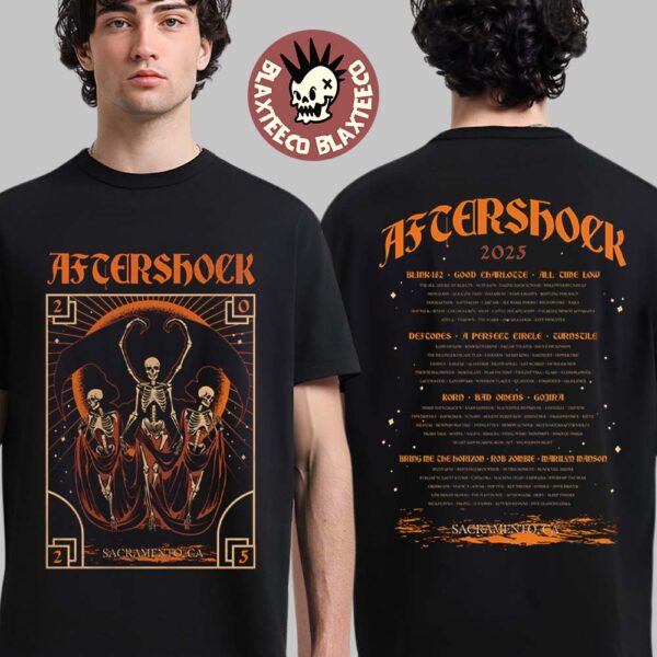 Aftershock Festival 2025 Sacramento California Night Terror With Lineup Back Two Sided T-Shirt