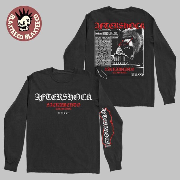 Aftershock Festival 2025 Sacramento California Seeing Red The Bear Long Sleeve Black Tee