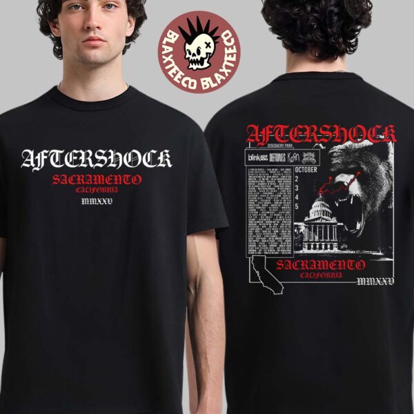 Aftershock Festival 2025 Sacramento California Seeing Red The Bear With Lineup Back Two Sided T-Shirt